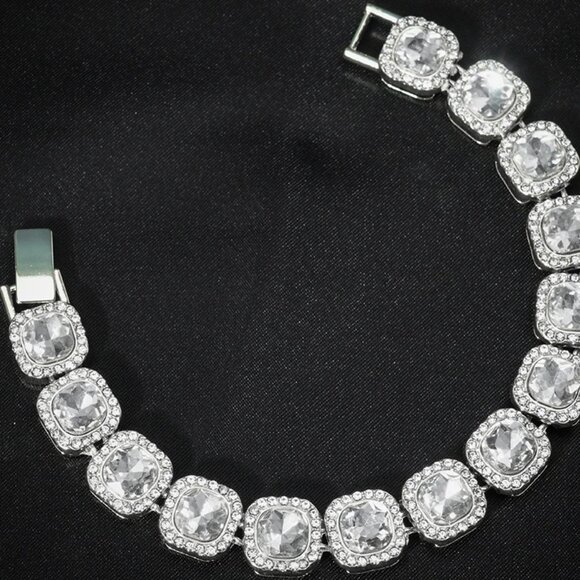 ⭐ Large 8" Iced Out Diamond Bracelet 17.00 Ctw. Chain 13mm Wide 18k White Gold ⭐ - Picture 2 of 6